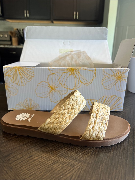 Yellow Box Shoes - Yellow Box Natural Braided Slide Sandals